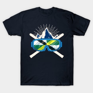 Ski Monterey California Flag Skiing Skier Winter Sports T-Shirt